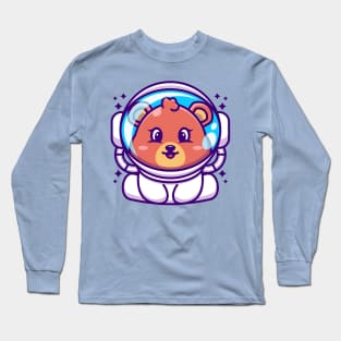 Cute baby bear wearing an astronaut helmet, cartoon character Long Sleeve T-Shirt